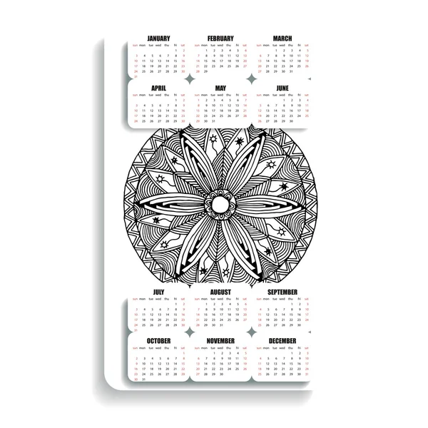 Monochromevertical yoga calendar — Zdjęcie stockowe