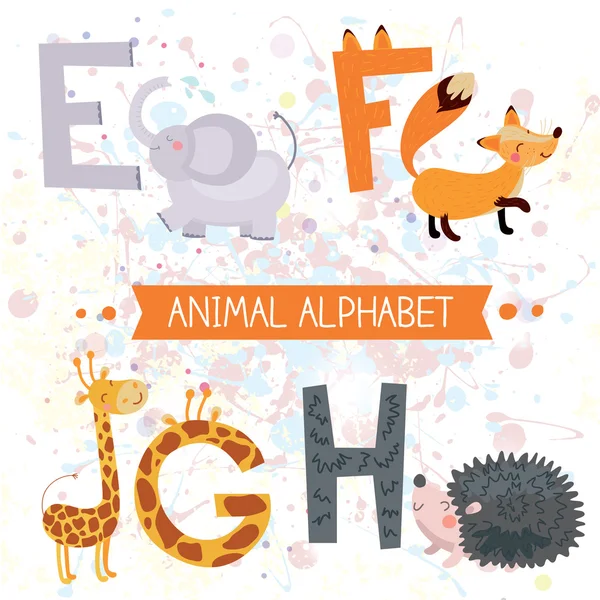 Cartoon alphabet with animals — Stock Vector