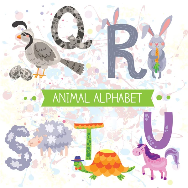 Alfabeto dos desenhos animados com animais —  Vetores de Stock