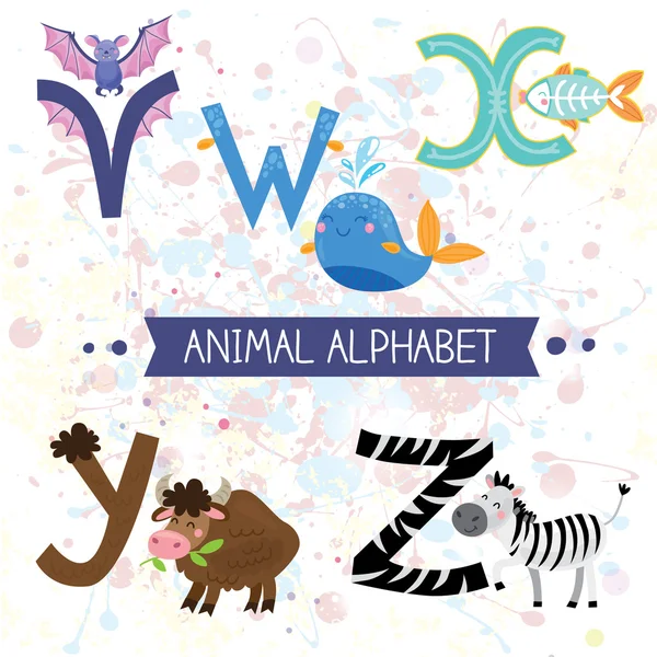 Kreskówka alfabet ze zwierzętami — Wektor stockowy