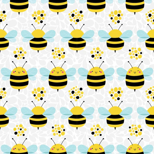 Cartoon bees pattern — Stock Vector