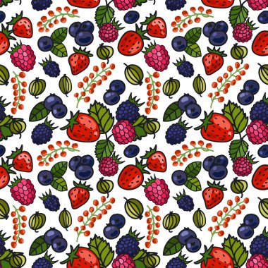 çeşitli meyveler desen çizgi film