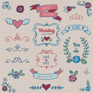 Düğün tasarım öğeleri kümesi