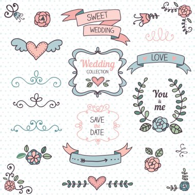 Düğün tasarım öğeleri kümesi