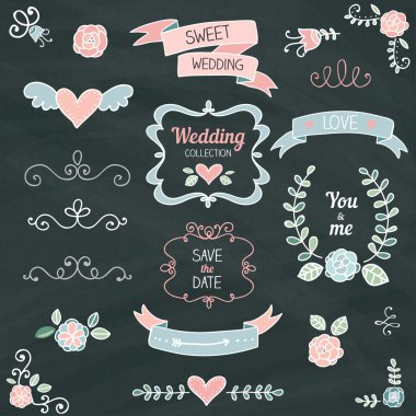 Düğün tasarım öğeleri kümesi