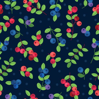 Dikişsiz kızılcık ve yaban mersini desen