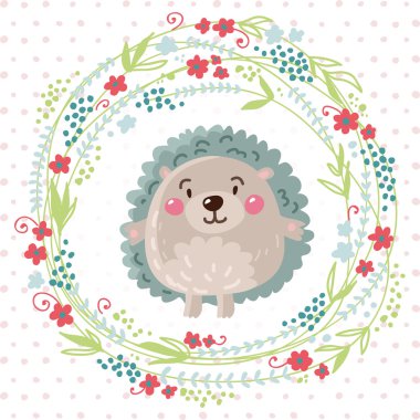 çizgi film kirpi çiçekli