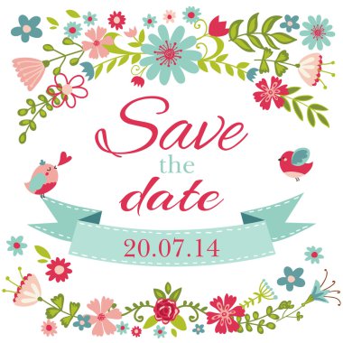 Daveti veya düğün çiçek kartı 