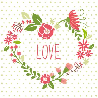 Kalp şekli çiçek çelenk