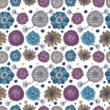 soyut renkli çiçek desenli