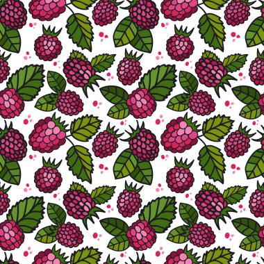 Ahududu ve yaprakları ile desen