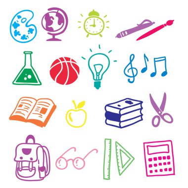 okul ve çalışma Icons set