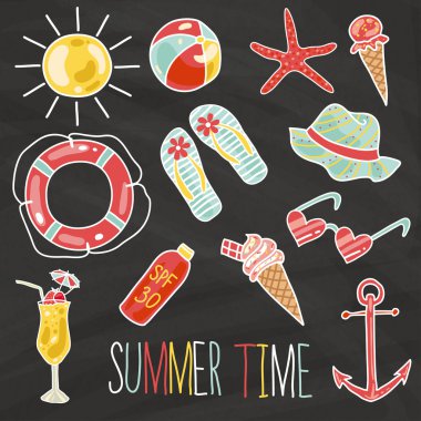 Icons set yaz seyahat etmek tatiller