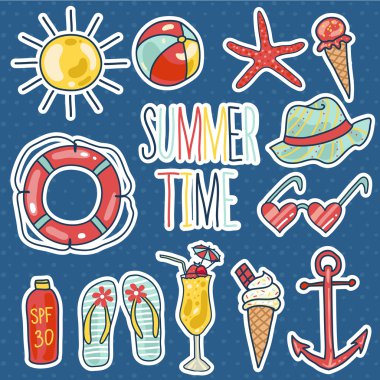 Icons set yaz seyahat etmek tatiller