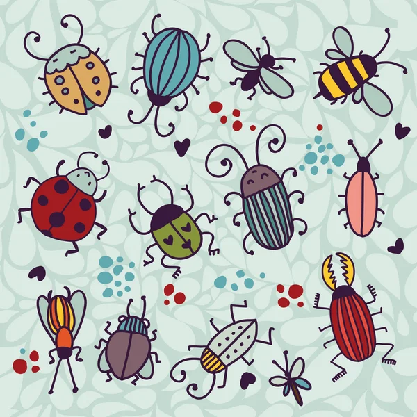 Набор насекомых и жуков — стоковый вектор