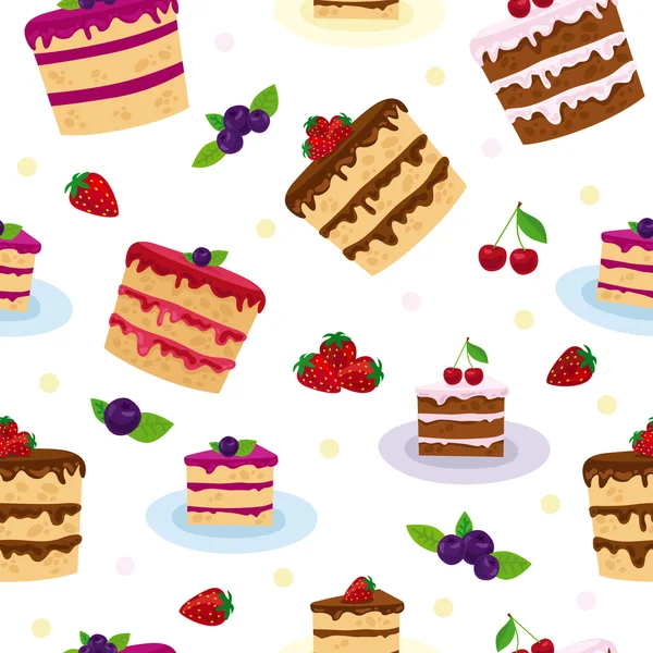 Cupcakes sucrés et motifs de baies — Image vectorielle