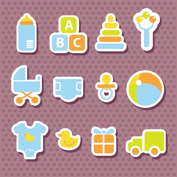 Cartoon kids icons set — Stock Vector