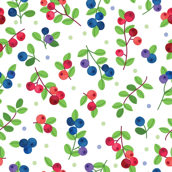 无缝的小红莓和蓝莓模式 — 图库矢量图片