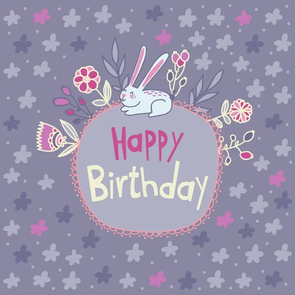 Happy birthday card with bunny — Stock Vector