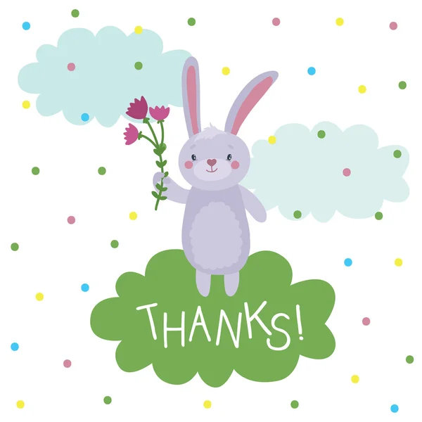 Tarjeta de felicitación con conejo de dibujos animados — Vector de stock