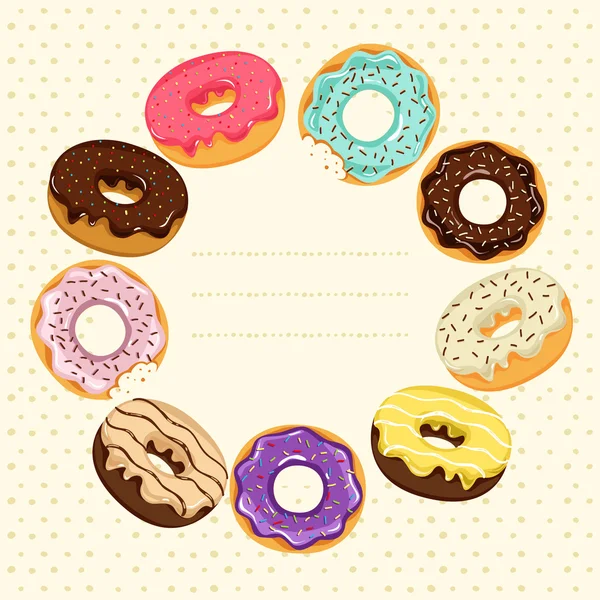 Marco redondo de donuts dulces — Vector de stock