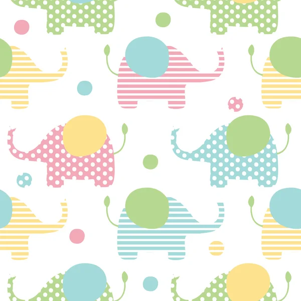 Pattern with colorful geometric elephants — Stock Vector