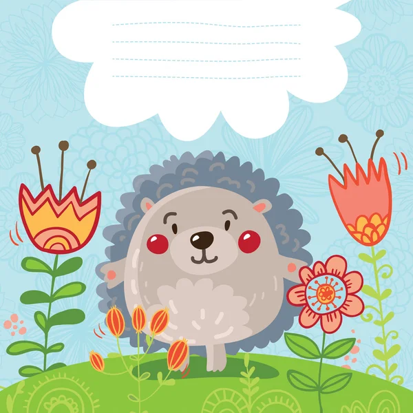 Card with cartoon hedgehog — Stock Vector