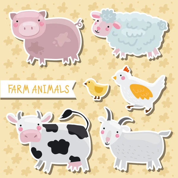 Cartoon farm animals set — Stock Vector