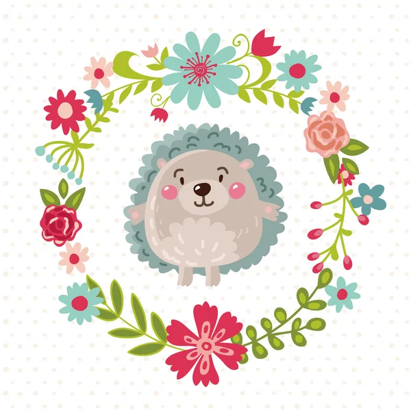 çizgi film kirpi çiçekli