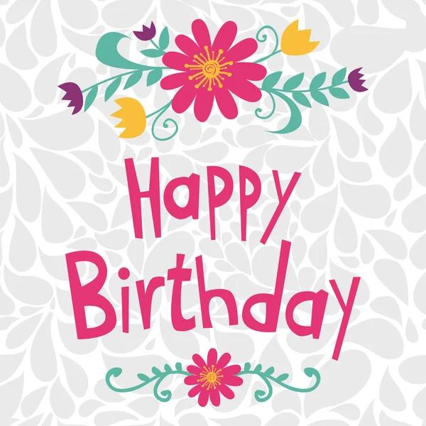 Tarjeta de cumpleaños floral — Vector de stock