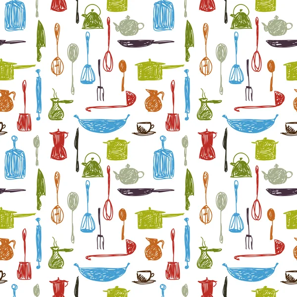 Outils de cuisine motif sans couture — Image vectorielle