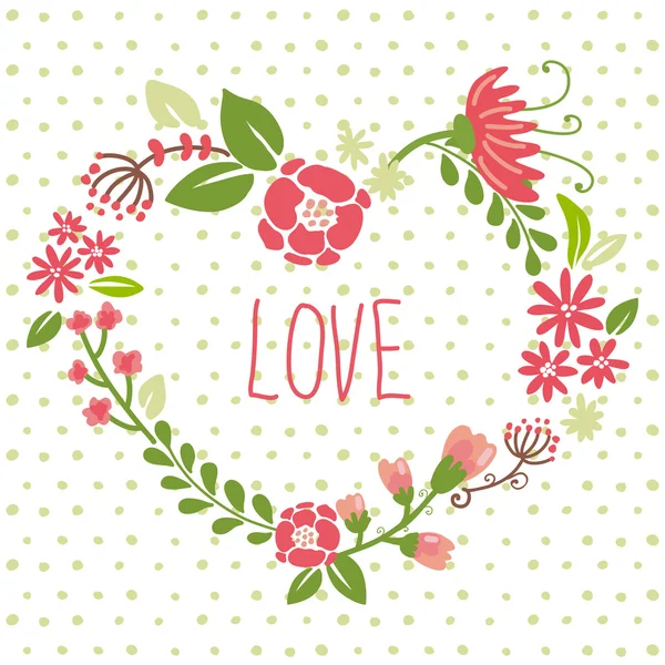 Kalp şekli çiçek çelenk