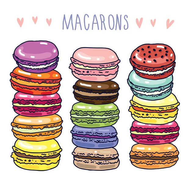 Färgglada söta macarons — Stock vektor