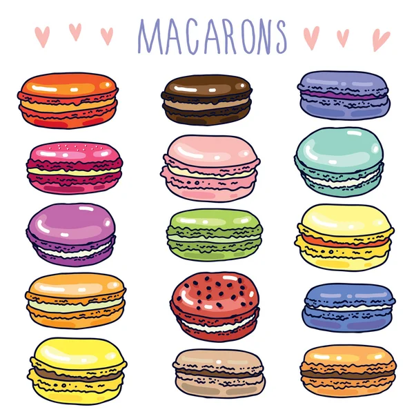 Färgglada söta macarons — Stock vektor