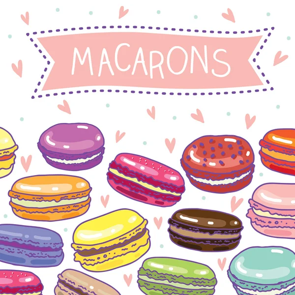 달콤한 macarons 배경 — 스톡 벡터