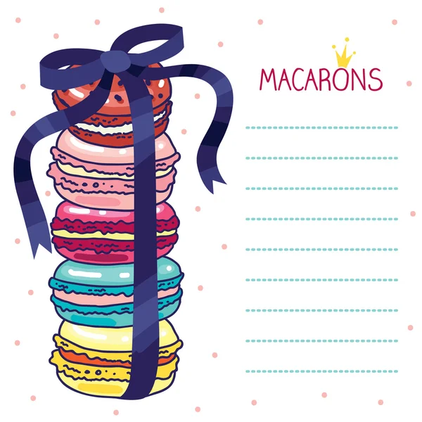 Carte avec macarons dessin animé — Image vectorielle