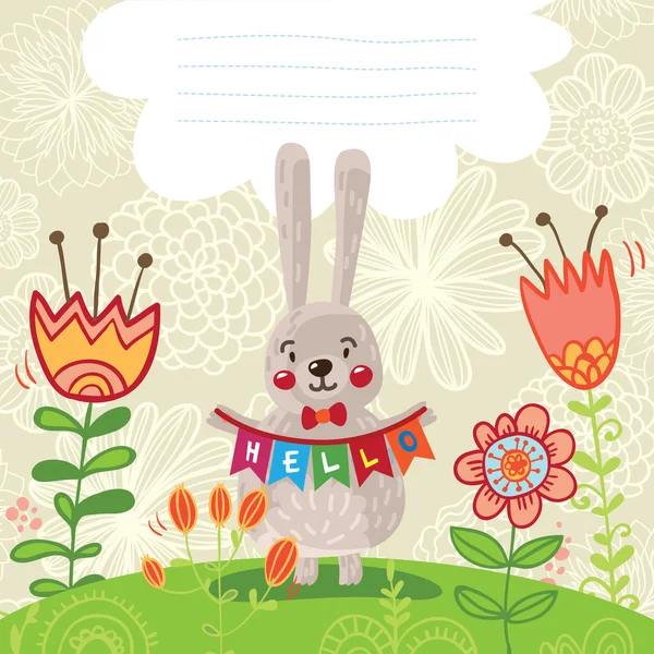 Kartkę z życzeniami z kreskówka królik — Wektor stockowy