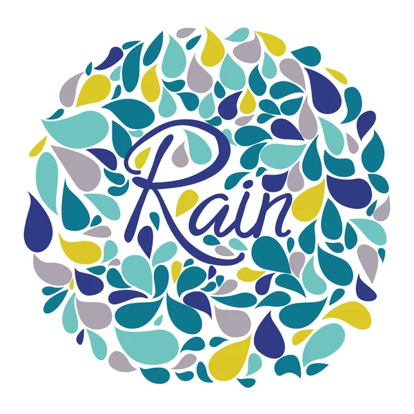 Tarjeta con gotas de lluvia de colores — Vector de stock