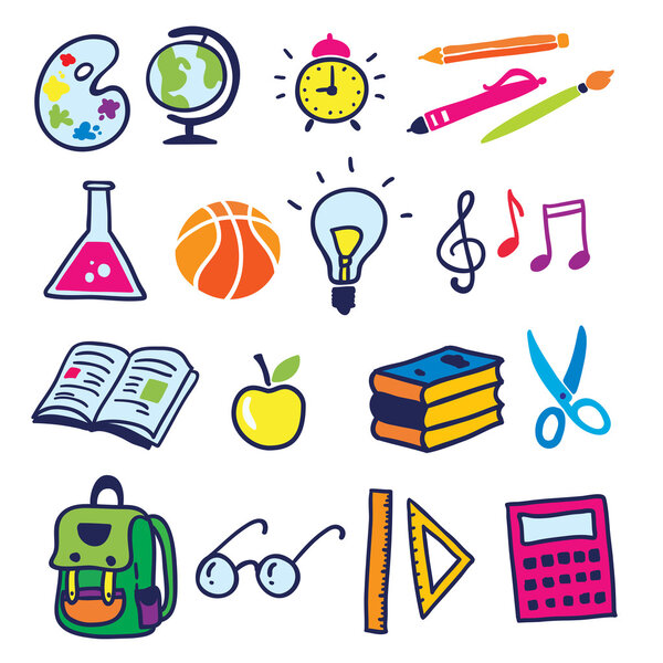 school and study icons set