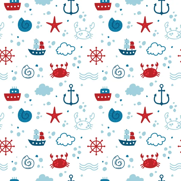 Marine nautical seamless pattern — Stock Vector