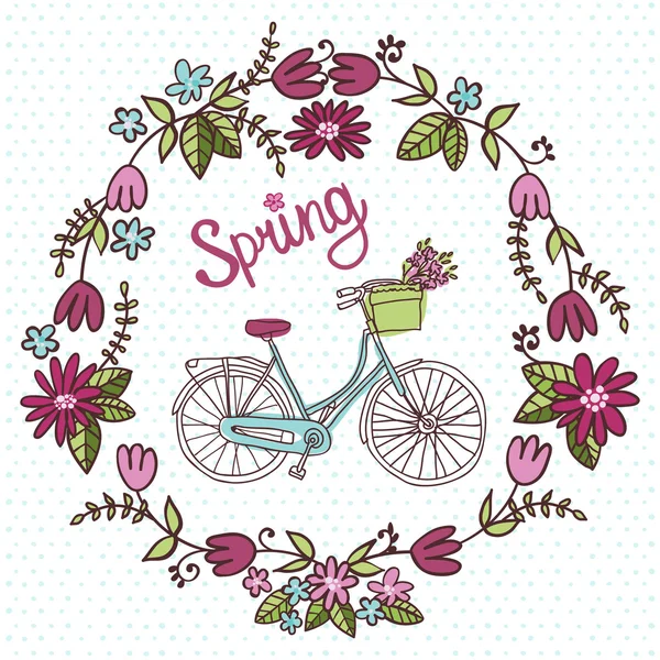 çiçek çelenk ile Retro Bisiklet