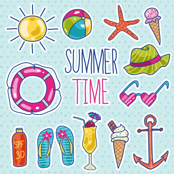 Summer travel vacations icons set — Stock Vector