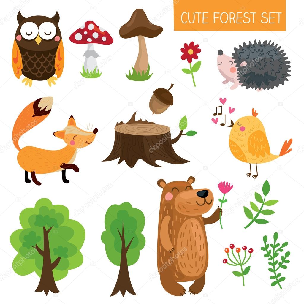 Cartoon forest animals set Stock Vector Image by ©martynmarin #107162222