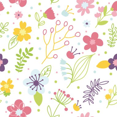 Romantik çiçek el çekilmiş seamless modeli