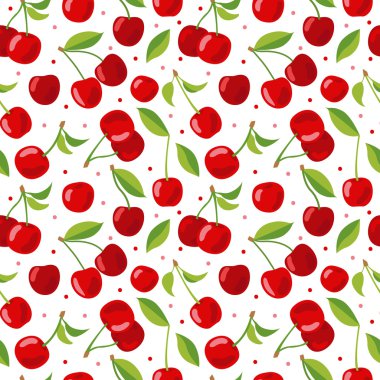 Beyaz arka plan üzerinde kiraz seamless modeli.