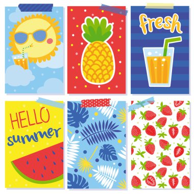 yaz kartları ile sevimli seti