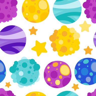 uzay elemanları sorunsuz desen. Gezegenler, ay, Ufo, roket, kuyruklu yıldız ve yıldızlar