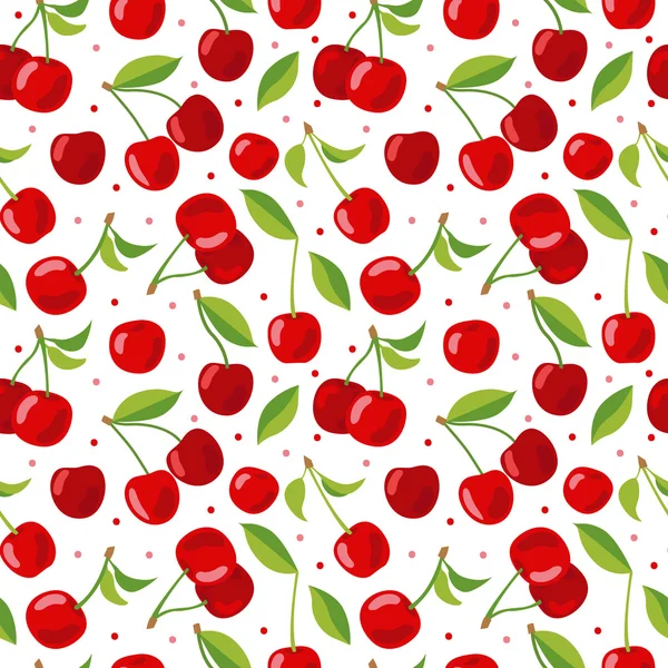 Cseresznye varrat nélküli mintát fehér háttér. — Stock Vector