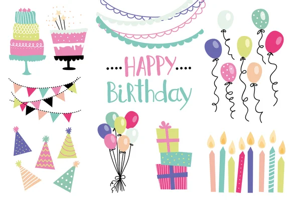 Conjunto de elementos de fiesta de cumpleaños vector . — Vector de stock