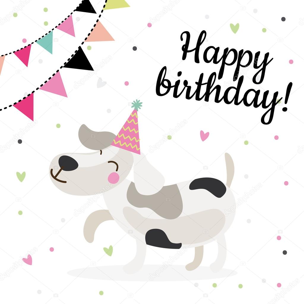 Cute birthday greeting cards design with dog